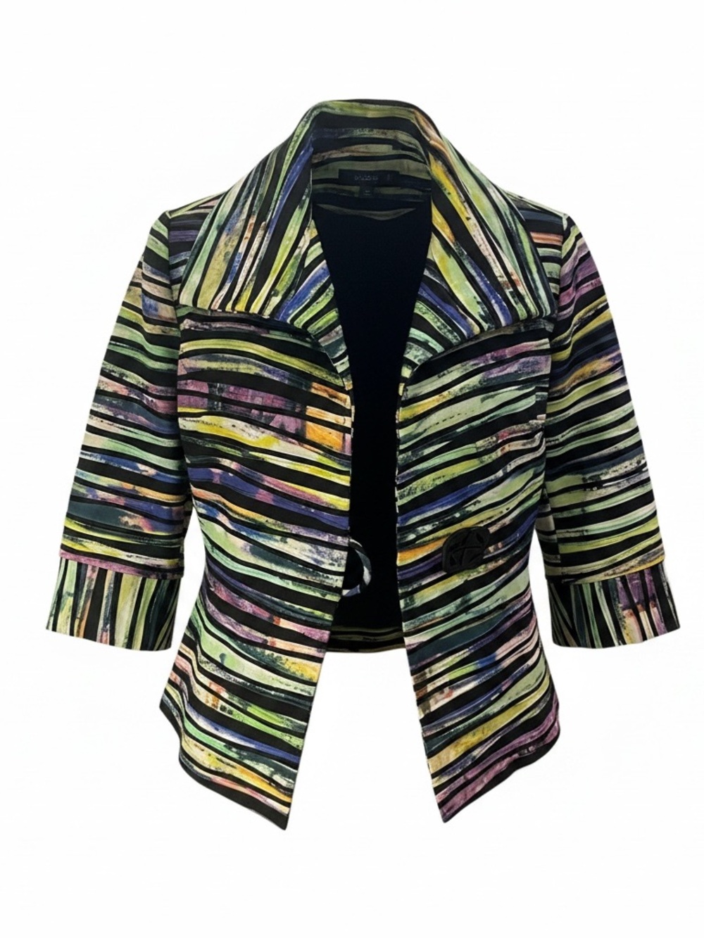 IC by Connie Striped Multicolor Women's Jacket - Green Pink Accent
